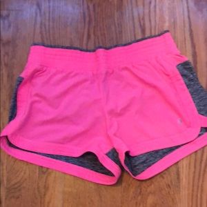 Neon pink and heathered grey shorts